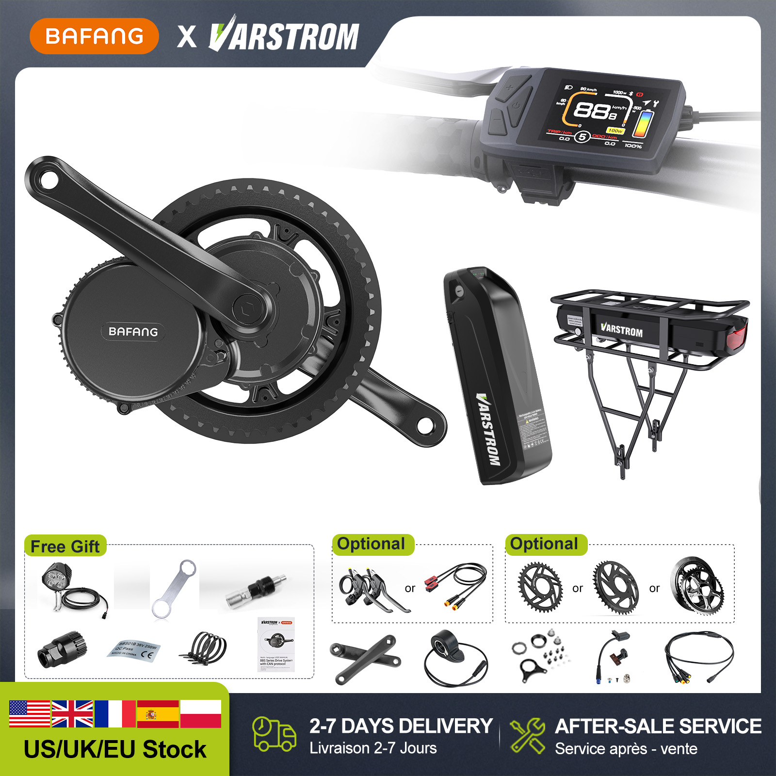 Mid Drive Conversion Kit 1000W - [US Direct] BAFANG 48V 500W750W/1000W Motor