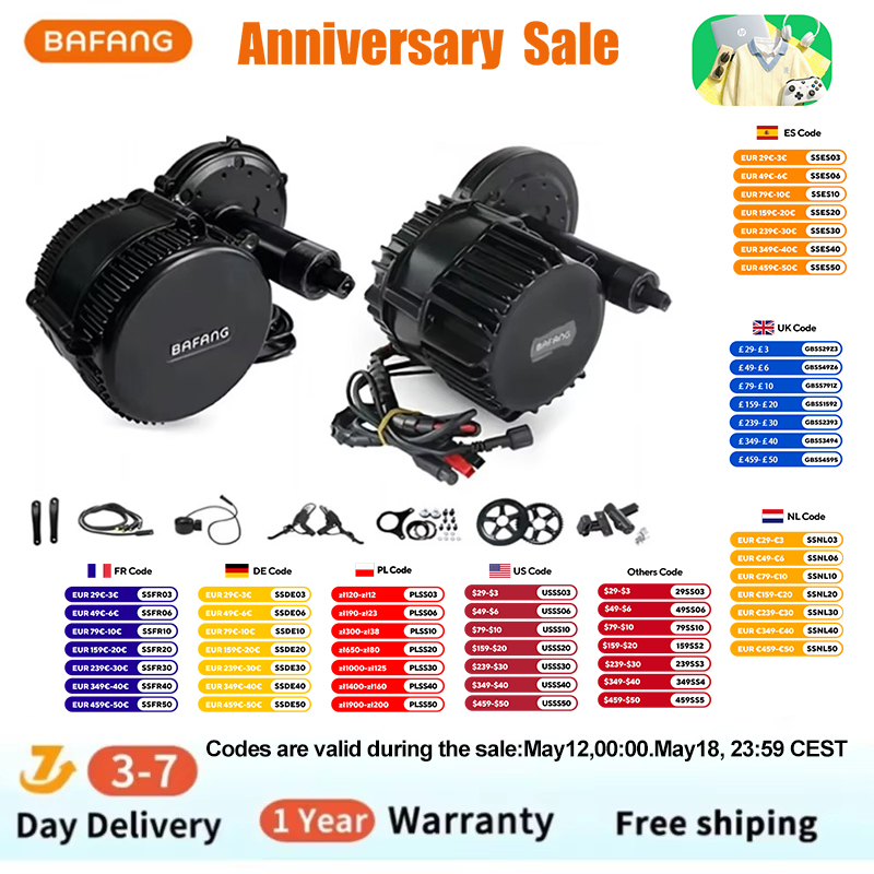 Side Hung Mid Drive Motor Kit - Bafang BBSHD 1000W 48V 68mm Motor